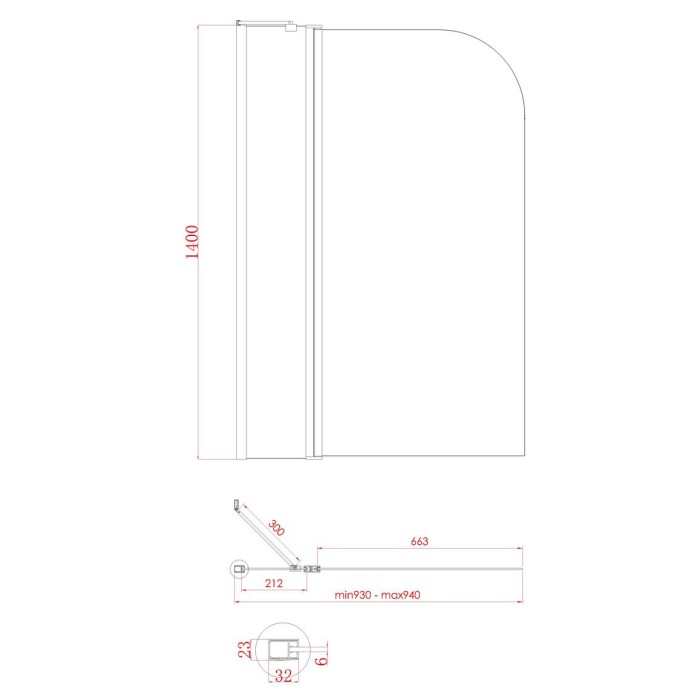 Шторки скляні на ванну Koer SR BS03-95x140-TR-01 прозоре скло 6мм, хром (KR5402)
