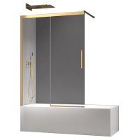Шторки скляні на ванну розсувні Koer SR BS06-120x150-TR-12 прозоре скло Easy Clean 6мм, матове золото (KR5946)