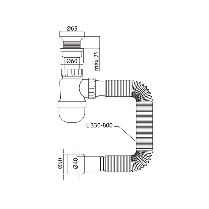 Сифон для умивальника Mixxus SU-06-A 1 1/2"x40 з пластиковим випуском (MI8183)