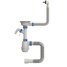 Сифон для кухні Mixxus SK-05-BL 3 1/2"x40 з пластиковою сіткою, відведенням для пральної машини, гнучким прямок. переливом (MI8192)