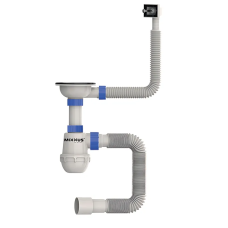 Сифон для кухні Mixxus SK-02-A 3 1/2"x40 з нержавіючою сіткою, гнучким прямокутним переливом (MI8194)