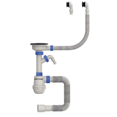 Сифон для кухні Mixxus SK-06-BL 3 1/2"x40 з пластиковою сіткою, відведенням для пральної машини, гнучким круг. переливом (MI8196)