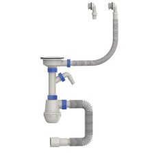 Сифон для кухні Mixxus SK-06-WH 3 1/2"x40 з пластиковою сіткою, відведенням для пральної машини, гнучким круг. переливом (MI8197)