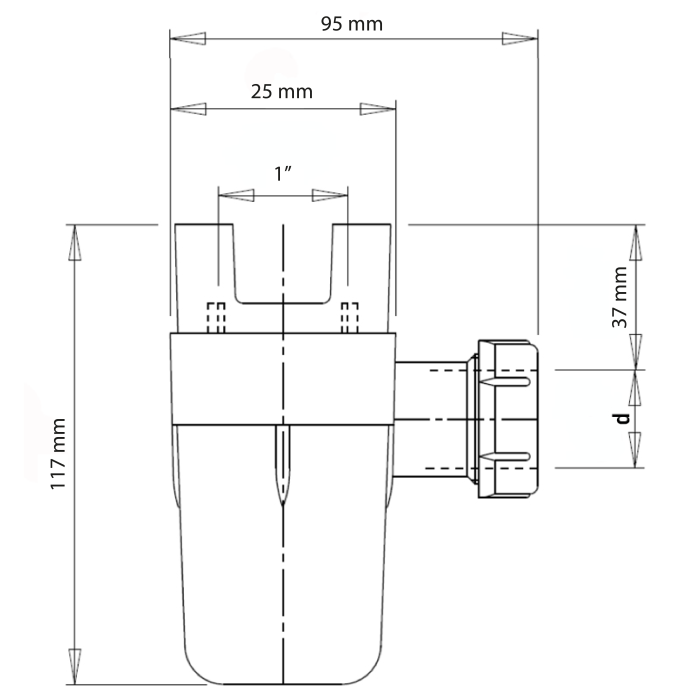 Сифон для групи безпеки Roho R2200-100 - 25x32 (універсальний) (RO0161)