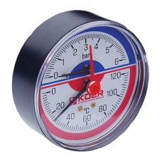 Термо-манометр аксіальний (KOER KM.802A) (0-6 bar), D 80мм, 1/4''-1/2'' (KR0223)