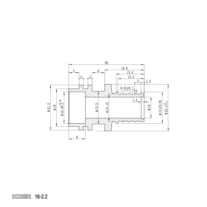 Трубка Г-подібна для приєднання радіатора Koer KA.D16-250 - 16(2.2mm) x 15-250mm (KR4902)
