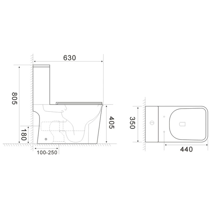 Унітаз-компакт Mixxus WAVE-0404-R 630х350х805mm, система змиву RIMLESS (MI6692)