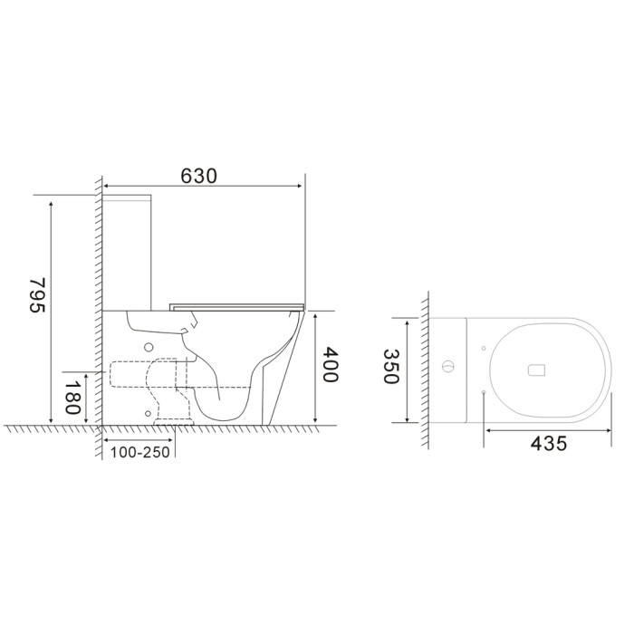 Унітаз-компакт Mixxus BEVEL-0407-T1 630х350х795mm, система змиву TORNADO 1.0 (MI6690)