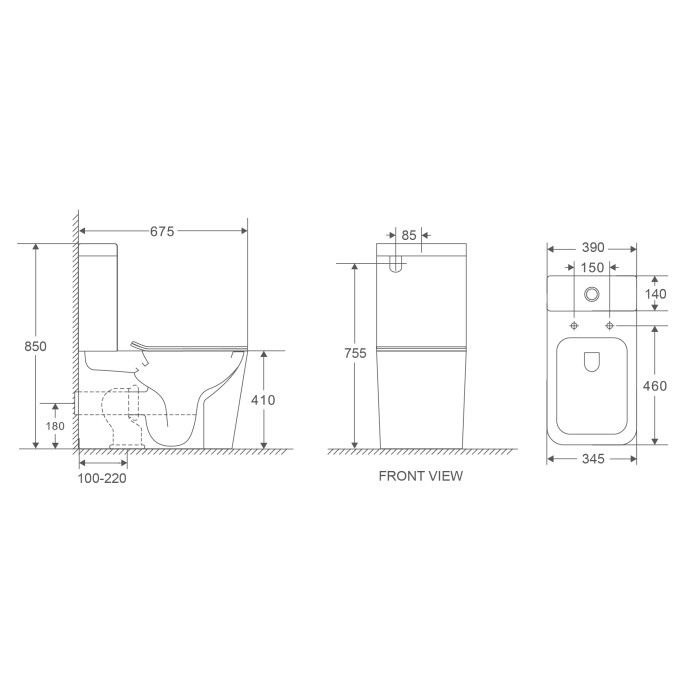 Унітаз-компакт Mixxus Premium Quadro-0402-R 675x390x855mm, система змиву RIMLESS (MP6458)