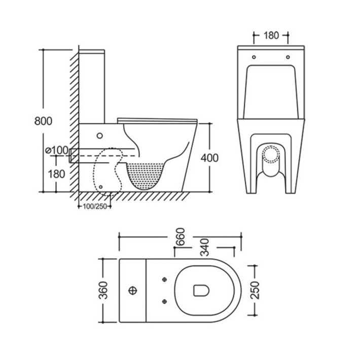 Унітаз-компакт Mixxus BEVEL-0404-T3 660х360х800mm, система змиву TORNADO 3.0 (MI6726)