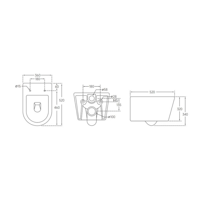 Унітаз підвісний Mixxus BEVEL-0302-T3 520x360x365mm, система змиву TORNADO 3.0 (MI6705)