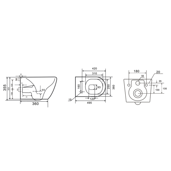 Унітаз підвісний Mixxus Premium ELLIPSE-0308-T3 GRAY 490x360x360mm система змиву TORNADO 3.0 (MP6654)