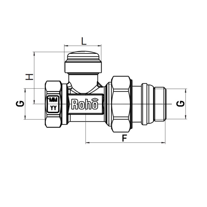 Кран радіаторний Roho R5260-050 - 1/2" прямий (RO0134)
