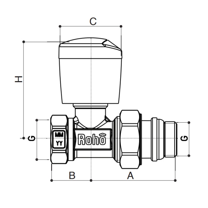 Кран радіаторний Roho R5560-050 - 1/2" прямий (RO0130)