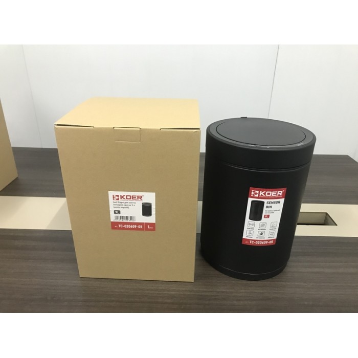 Відро для сміття сенсорне кругле KOER TC-020609-05 9 л (колір чорний) (KR5939)