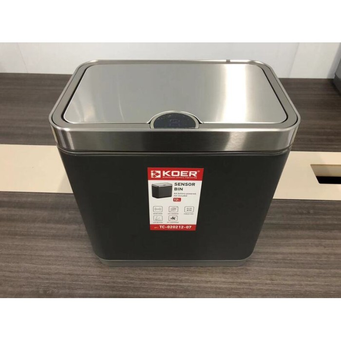 Відро для сміття сенсорне прямокутне Koer TC-020212-07 12 л колір графіт (KR5585)