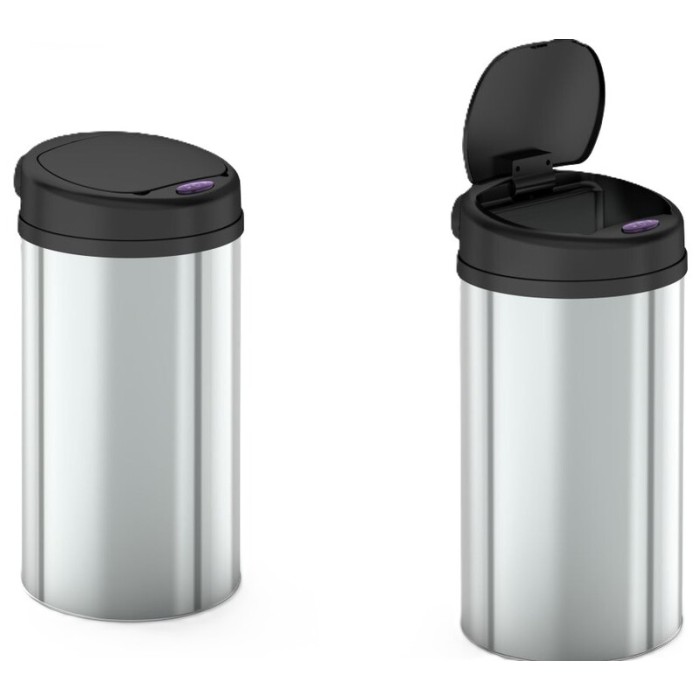 Відро для сміття сенсорне кругле Mixxus Premium Ellipse-TC0109 Chrome-Black 9л (хром-чорне) (MI7083)