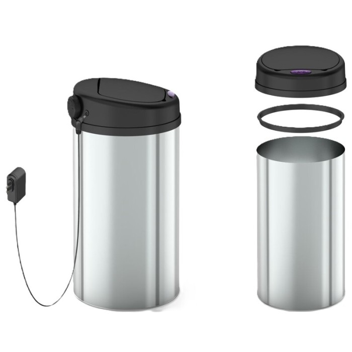 Відро для сміття сенсорне кругле Mixxus Premium Ellipse-TC0109 Chrome-Black 9л (хром-чорне) (MI7083)