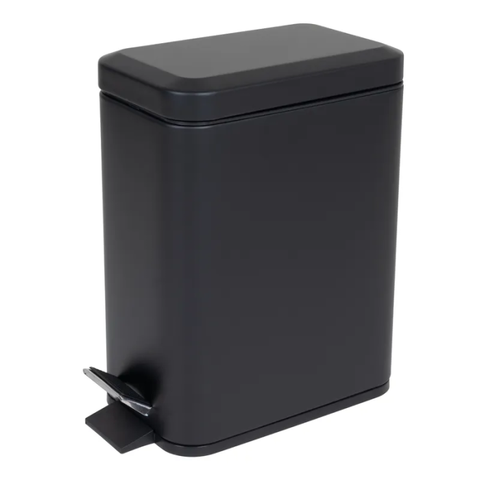 Відро для сміття з плавним закриттям прямокутне Zerix Sansa-TC0105 Black 5 л колір чорний (ZX5894)