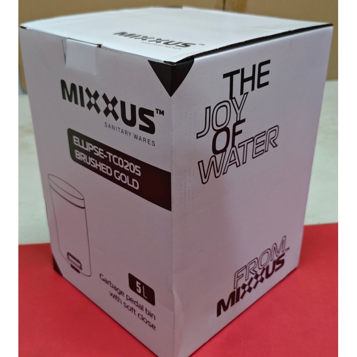 Відро для сміття з плавним закриттям кругле Mixxus Ellipse-TC0205 Brushed Gold 5л (колір матове золото) (MI8400)