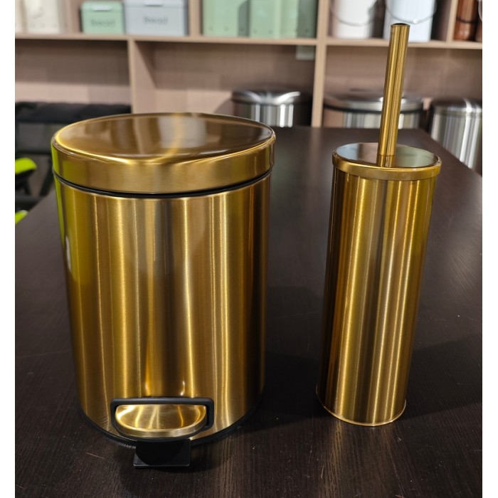Відро для сміття з плавним закриттям кругле Mixxus Ellipse-TC0205 Brushed Gold 5л (колір матове золото) (MI8400)