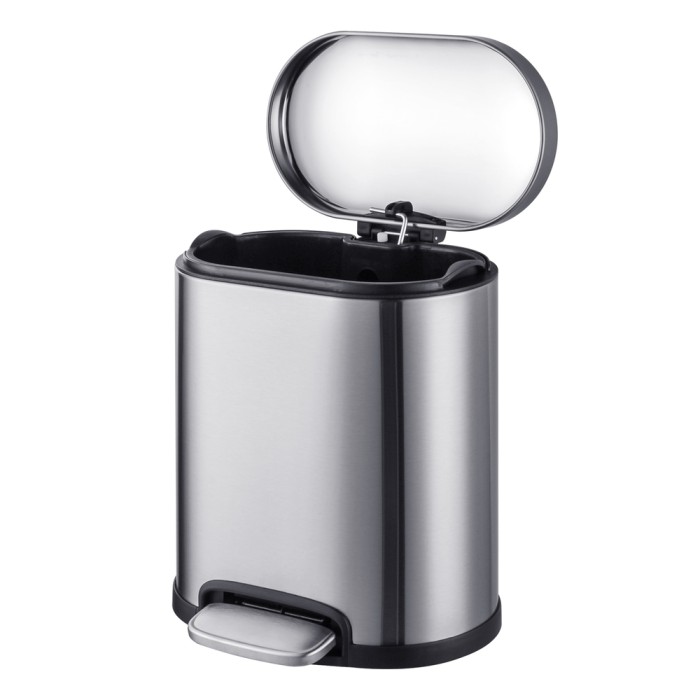 Відро для сміття з плавним закриттям овальне Mixxus Premium Topper-TC0205 SS Color 5л колір нержавійка (MI7059)