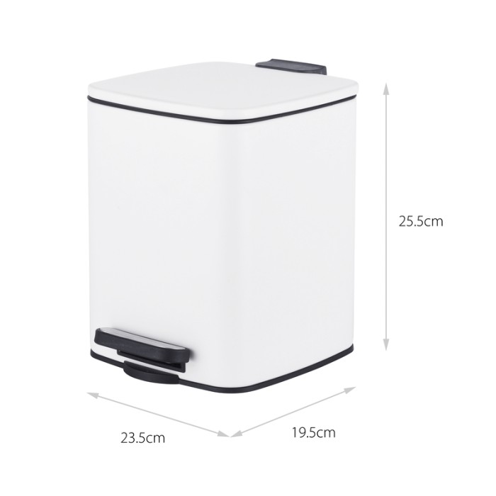 Відро для сміття з плавним закриттям квадратне Zerix Kubix-TC0106 White 6 л (колір білий) (ZX6109)