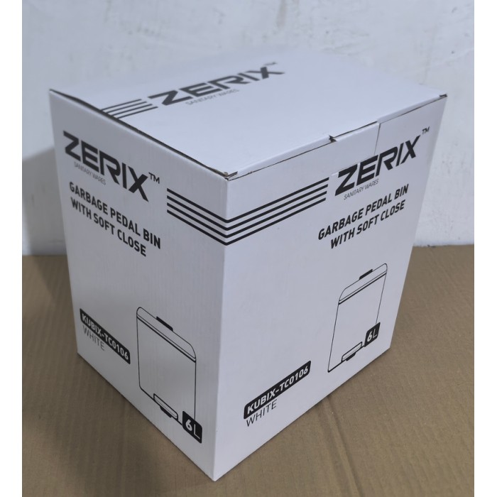 Відро для сміття з плавним закриттям квадратне Zerix Kubix-TC0106 White 6 л (колір білий) (ZX6109)
