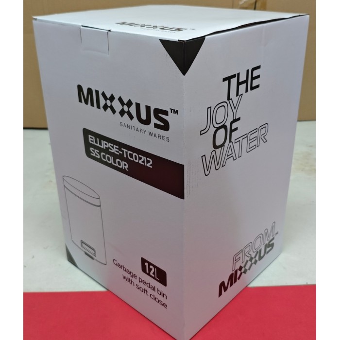 Відро для сміття з плавним закриттям кругле Mixxus Ellipse-TC0212 SS Color 12л (колір нержавійка) (MI8399)