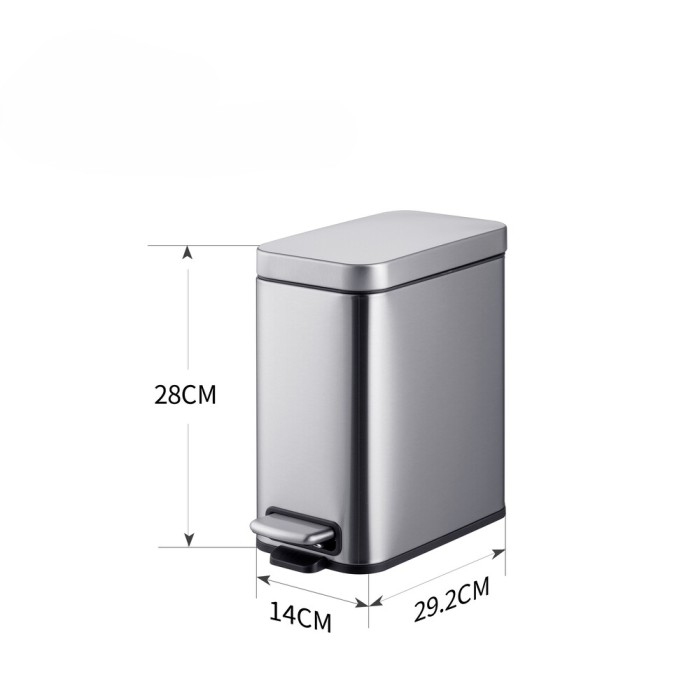 Відро для сміття з плавним закриттям прямокутне Mixxus Premium Quadro-TC0105 SS Color 5л колір нержавійка (MI7062)