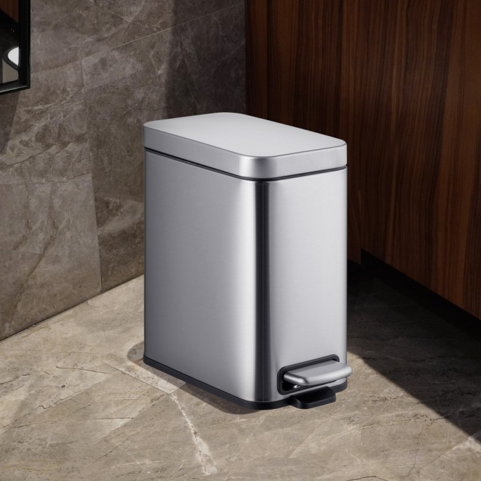 Відро для сміття з плавним закриттям прямокутне Mixxus Premium Quadro-TC0105 SS Color 5л колір нержавійка (MI7062)