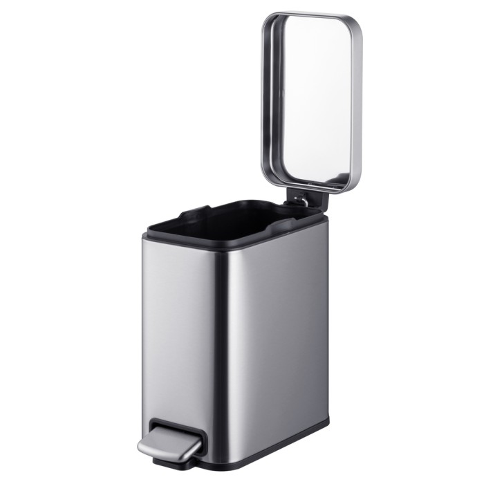 Відро для сміття з плавним закриттям прямокутне Mixxus Premium Quadro-TC0105 SS Color 5л колір нержавійка (MI7062)