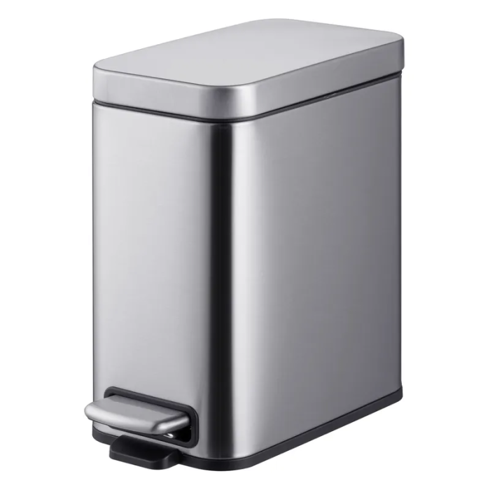 Відро для сміття з плавним закриттям прямокутне Mixxus Premium Quadro-TC0105 SS Color 5л колір нержавійка (MI7062)