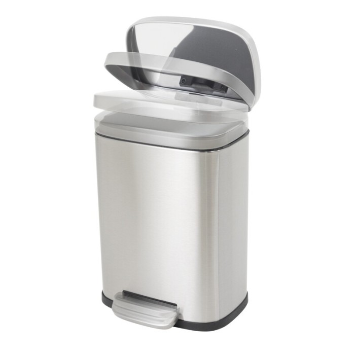 Відро для сміття з плавним закриттям прямокутне Mixxus Bevel-TC0112 SS Color 12л колір наржавійка (MI7087)