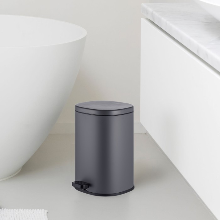 Відро для сміття з плавним закриттям овальне Mixxus Premium Olivary-TC0105 Graphite 5 л колір графіт (MI7063)