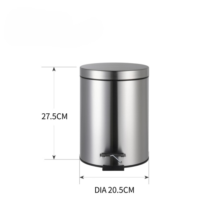 Відро для сміття з плавним закриттям кругле Zerix Solo-TC0205 SS Color 5л колір нержавійка (ZX5888)