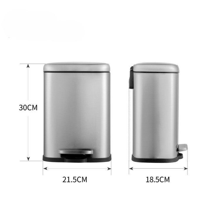Відро для сміття з плавним закриттям прямокутне Mixxus Premium Style-TC0305 SS Color 5л колір нержавійка (MI7060)