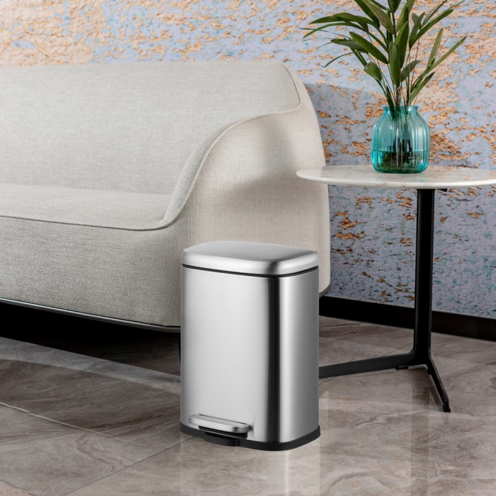 Відро для сміття з плавним закриттям прямокутне Mixxus Premium Style-TC0305 SS Color 5л колір нержавійка (MI7060)