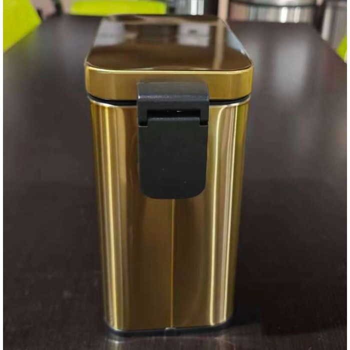 Відро для сміття з плавним закриттям прямокутне Mixxus Premium Quadro-TC0105 Brushed Gold 5 л (колір матове золото) (MI8394)