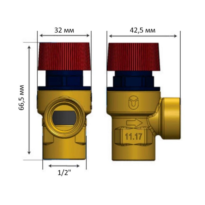 Клапан запобіжний Roho R2000-015 - 1/2" ВВ (1,5 бар) (RO0166)
