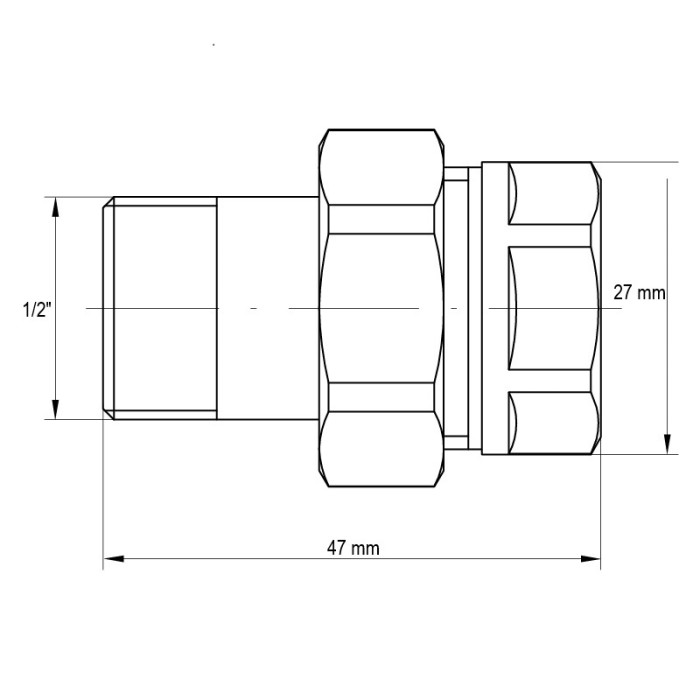 Згін американка 1/2 "прямий Koer KR.341 (KR0131)