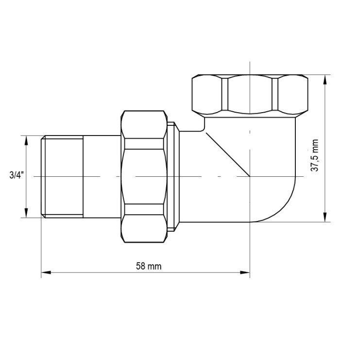 Згін американка 3/4 "кутовий Koer KR.342 (KR0143)