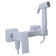 Змішувач для гігієнічного душу Plamix Kubus-222 SET White (з шлангом та лійкою) (PM0744)