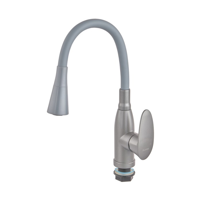 Змішувач для кухні PLAMIX CEZAR-011-B SET GRAPHITE REFL.GRAY з силіконовим виливом, з підведенням (PM0720)
