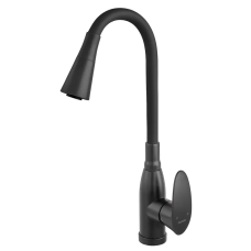 Змішувач для кухні PLAMIX CEZAR-011-B SET MATTE BLACK REFL.BLACK з силіконовим виливом, з підведенням (PM0719)