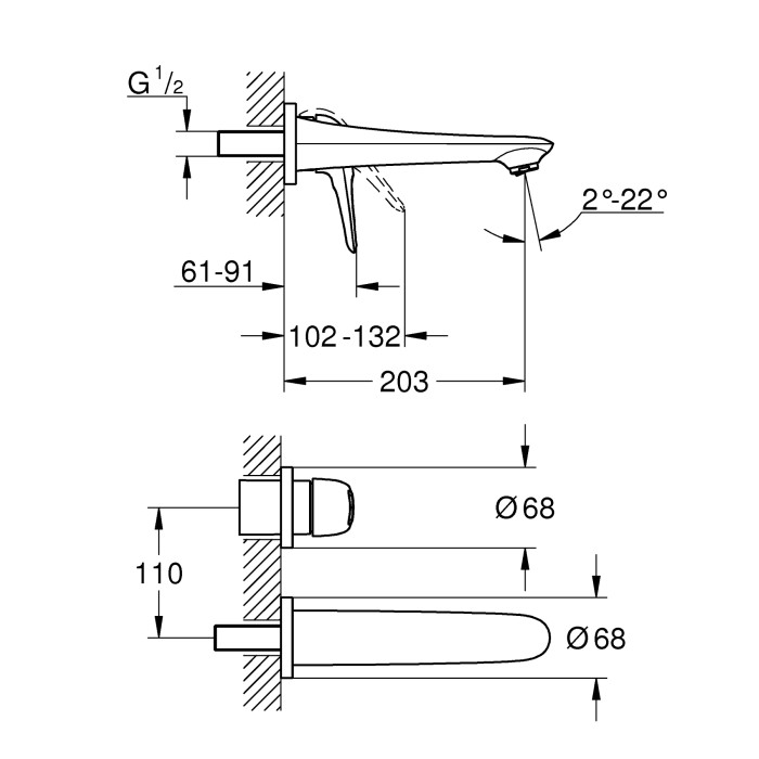 Змішувач для раковини прихованого монтажу Grohe Eurostyle (19571003)