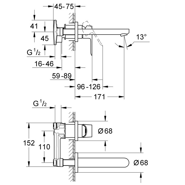 Змішувач для раковини прихованого монтажу Grohe BauLoop (20289000)