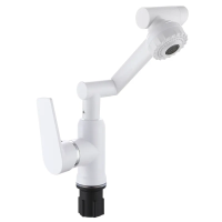 Змішувач для умивальника з регульованим виливом Plamix Oscar-001-FX SET White (з підведенням) (Колір білий) (PM6105)