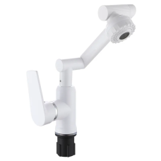 Змішувач для умивальника з регульованим виливом Plamix Oscar-001-FX SET White (з підведенням) (Колір білий) (PM6105)