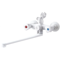PLAMIX OMEGA-140 EURO SET WHITE Змішувач для ванни(зі шлангом,лійкою та кроншт.)(Кол.білий)(24шт/ящ)
